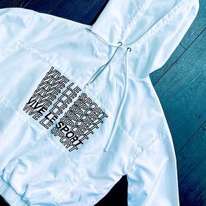F21 White Athletic Windbreaker Jacket